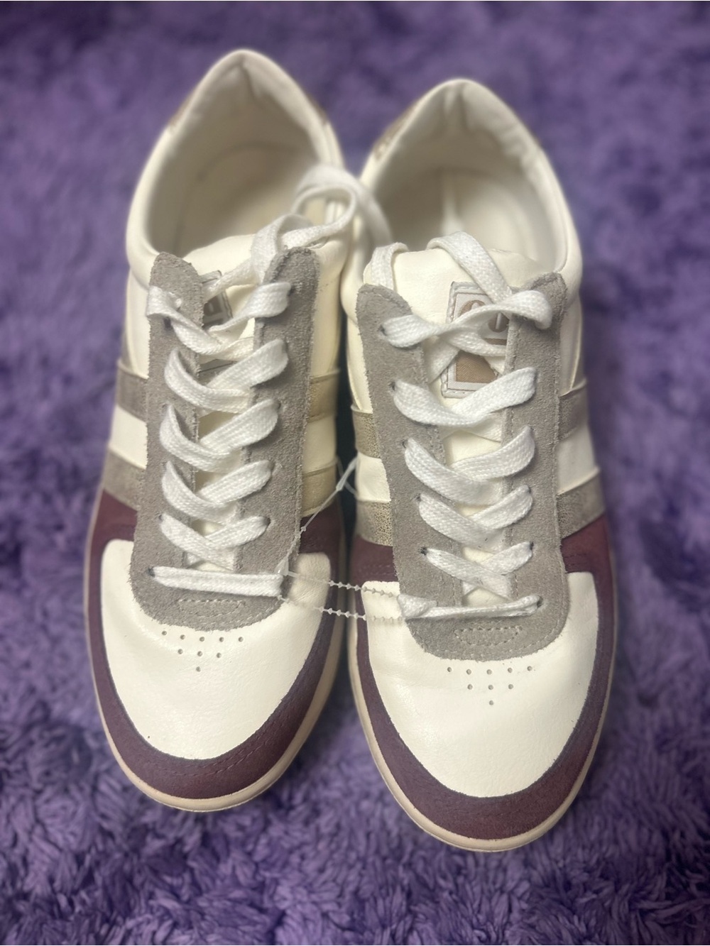 Gola Women's White Gray and Purple Retro Athletic Sneakers (Rare Color)